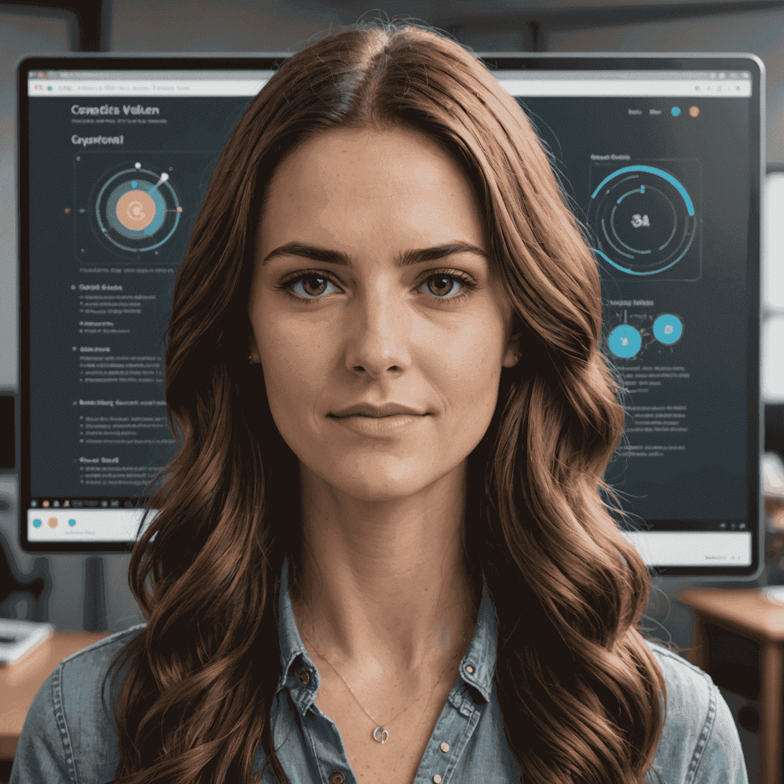 Sarah O'Connor, a young Caucasian woman with long brown hair, presenting an innovative e-learning platform